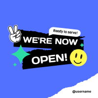 We're Open Stickers Instagram Post Design
