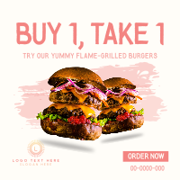 Flame Grilled Burgers Instagram post Image Preview