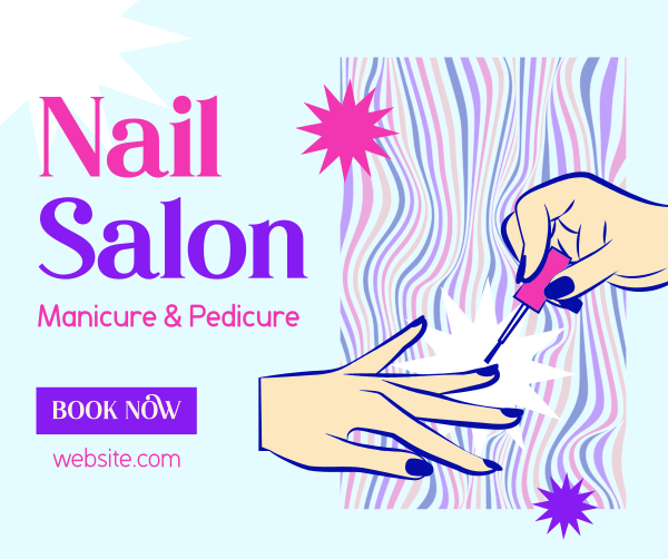 Groovy Nail Salon Facebook Post Design