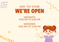 Toy Shop Hours Postcard Image Preview