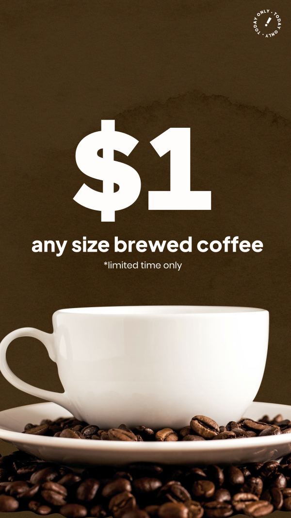 $1 Brewed Coffee Instagram Story Design Image Preview