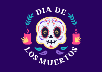 Day of the Dead Badge Postcard Image Preview