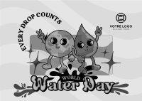 Cartoon Water Day Postcard Image Preview