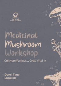 Monoline Mushroom Workshop Flyer Design