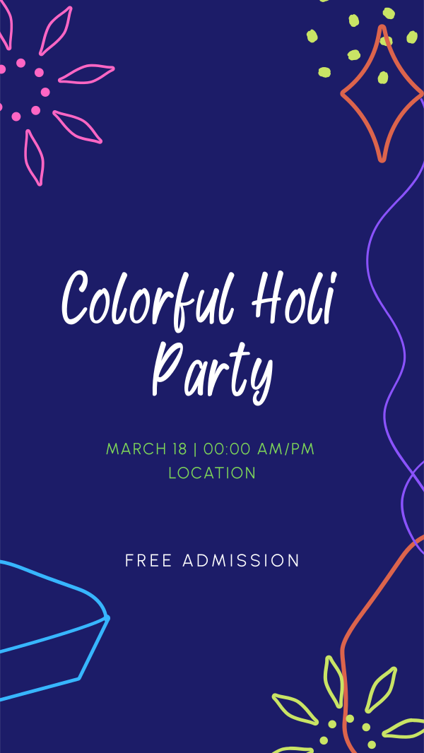 Holi Party Facebook Story Design Image Preview