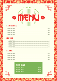 Patterned Oriental Restaurant Menu Preview