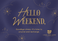 Weekend Greeting Quote Postcard Design