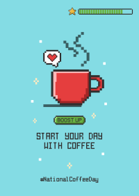 Coffee Day Pixel Poster Design