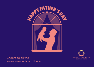 Father & Child Window Postcard Image Preview