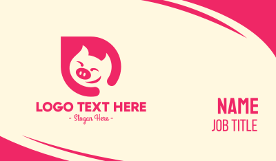 Pink Smiling Pig Business Card Image Preview