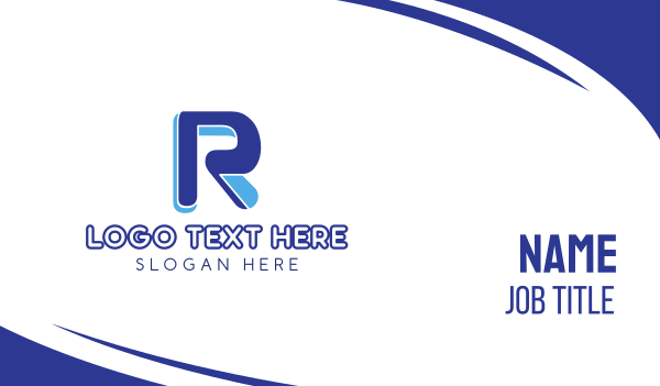 Modern Blue R Business Card Design Image Preview
