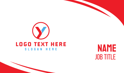 Round Red Blue Y Business Card Image Preview
