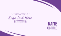 Purple Feminine Text Business Card Design