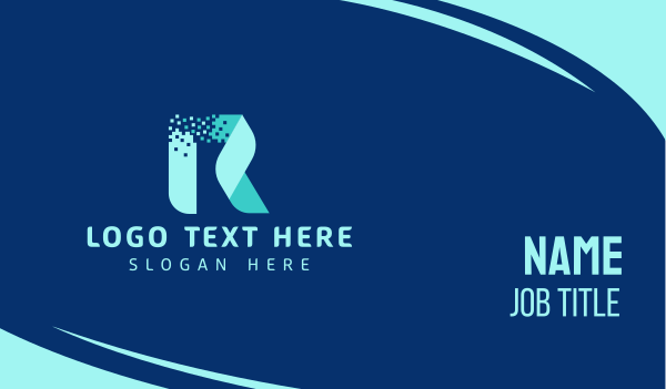 Blue Pixel Letter R  Business Card Design Image Preview