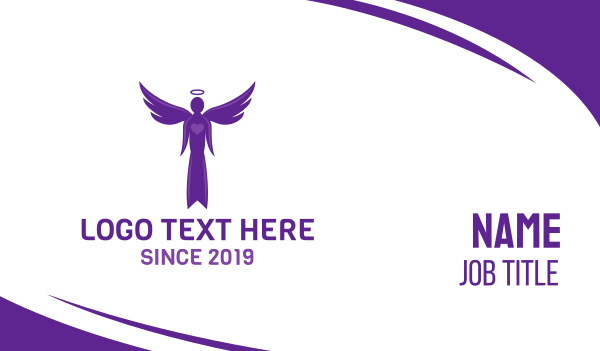 Purple Heart Angel Business Card Design Image Preview