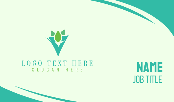 Green V Plant Business Card Design Image Preview