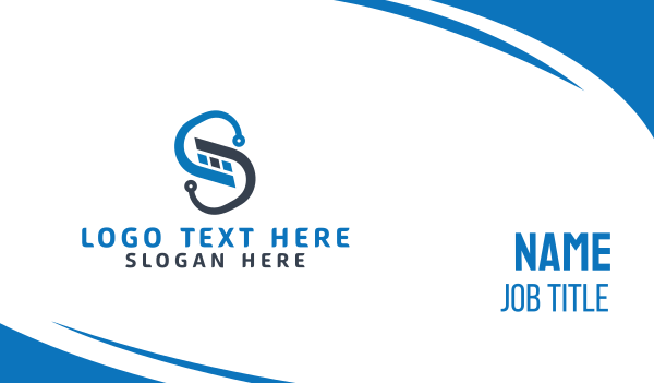 Blue Technological Letter S Business Card Design Image Preview