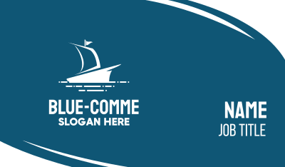 Blue Sailing Ship Business Card Image Preview