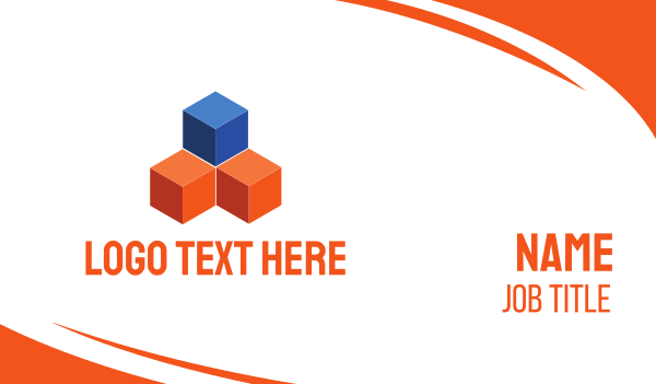 Blue & Orange Cubes Business Card Design Image Preview