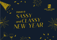 Sassy New Year Spirit Postcard Design