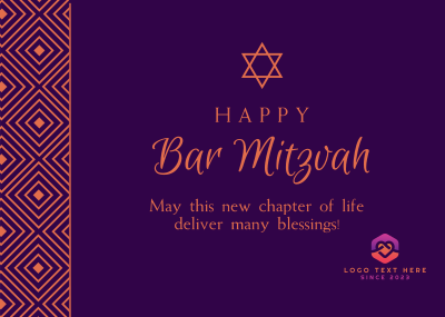 Happy Bar Mitzvah Postcard Image Preview