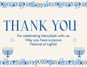 Floral Hanukkah Thank You Card Image Preview