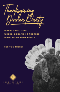 Thanksgiving Turkey Peeking Invitation Design