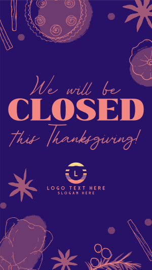 We're Closed this Thanksgiving Facebook story Image Preview