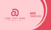 Curvy Pink Letter A Business Card Design