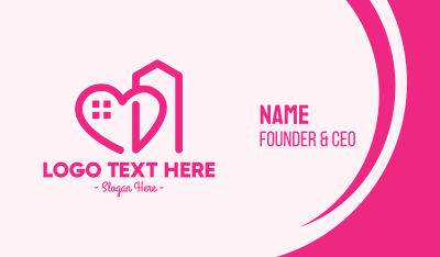Pink Love Building  Business Card Image Preview