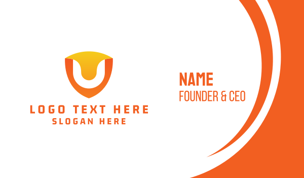 Orange Shield Letter U Business Card Design Image Preview