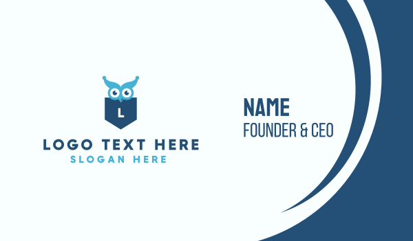Blue Owl Lettermark Shield Business Card Design Image Preview