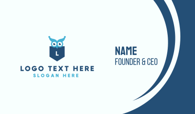 Blue Owl Lettermark Shield Business Card Image Preview
