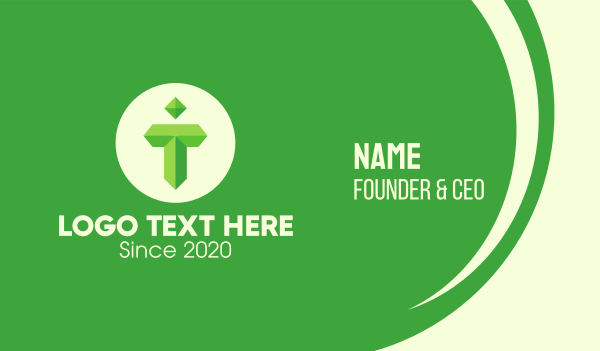 Green Gem Letter T Business Card Design