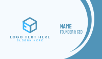 Blue Cube Box Letter E Business Card Design