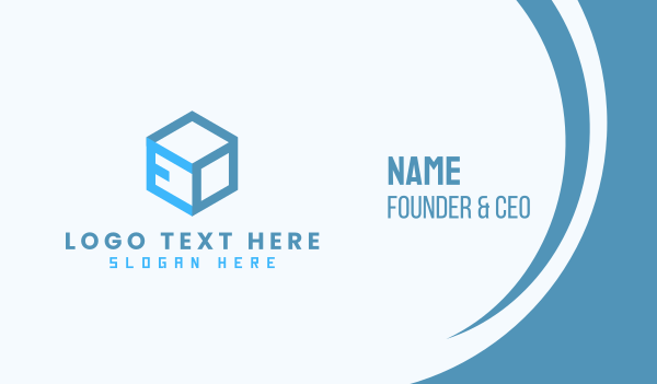 Blue Cube Box Letter E Business Card Design Image Preview