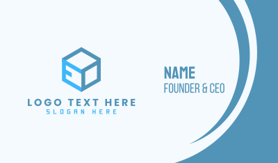 Blue Cube Box Letter E Business Card Image Preview