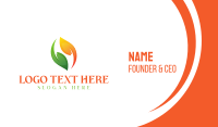 Green Orange Leaves Business Card Preview