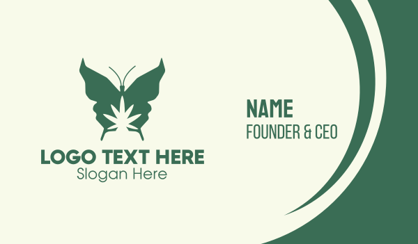 Green Weed Butterfly Business Card Design Image Preview