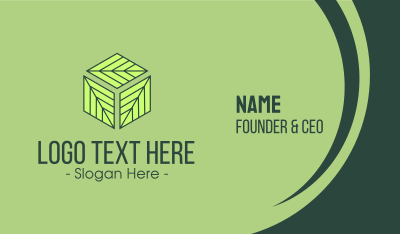 Green Leaf Hexagon Cube Business Card