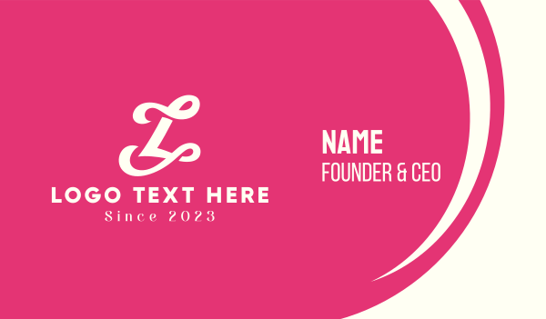 Pink Fancy Script Letter L Business Card Design Image Preview