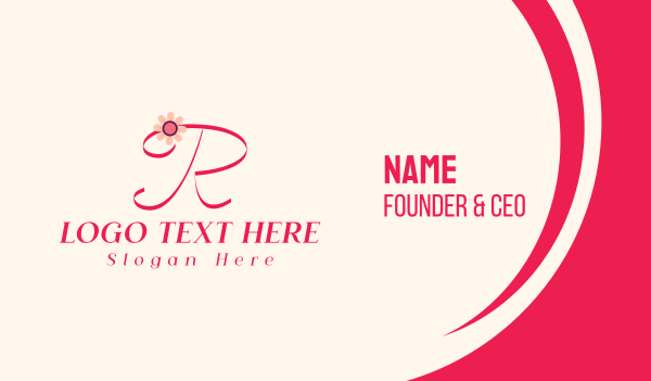 Pink Flower Letter R Business Card Design Image Preview