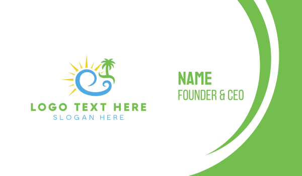 Tropical Wave Outline Business Card Design Image Preview
