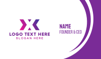 Purple Gradient Letter X Business Card Design