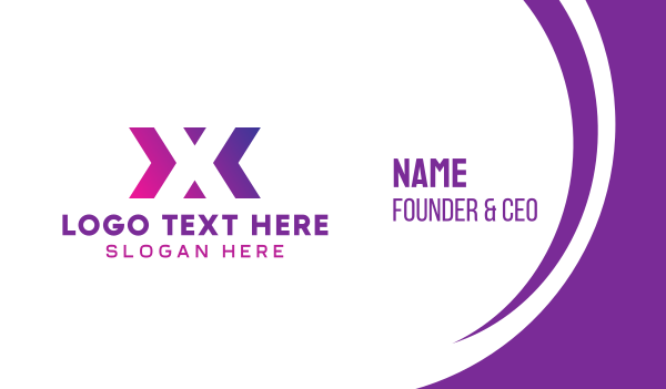 Purple Gradient Letter X Business Card Design Image Preview