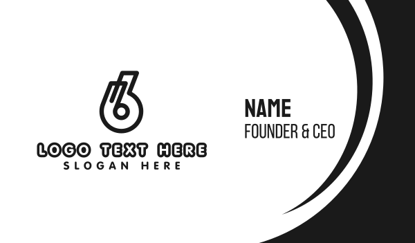 Black Number 6 Outline Business Card Design Image Preview