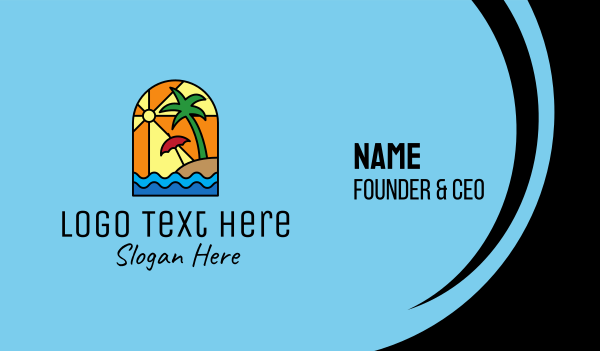 Tropical Beach Resort Mosaic  Business Card Design Image Preview