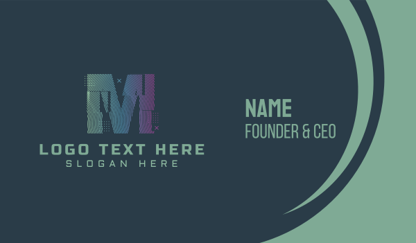 Modern Glitch Letter M Business Card Design Image Preview