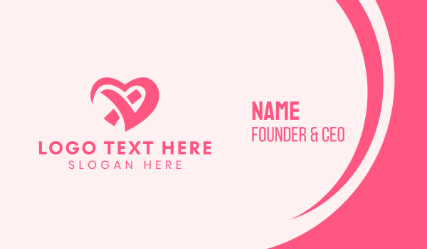 Modern Pink Heart Business Card Design Image Preview