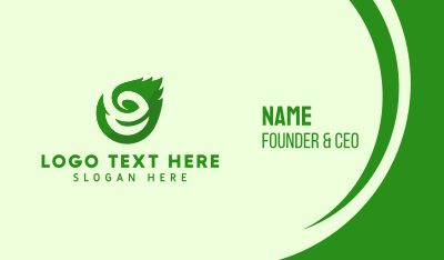 Green Eco Leaf Letter E Business Card Image Preview